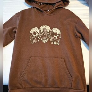 Brown Skull Graphic Hoodie